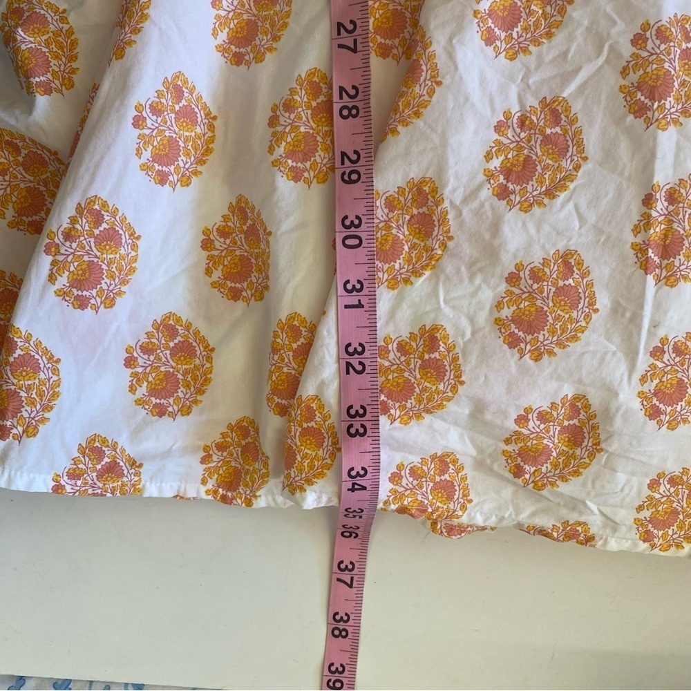 J. Crew || Smocked Waist Mini Dress Long Sleeve Floral Block Print Orange Medium - Picture 6 of 7